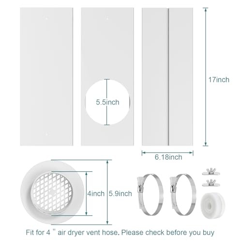 Window Duct Kit Dryer Window Vent Kit for 4” Dryer Window Vent Panel Kit