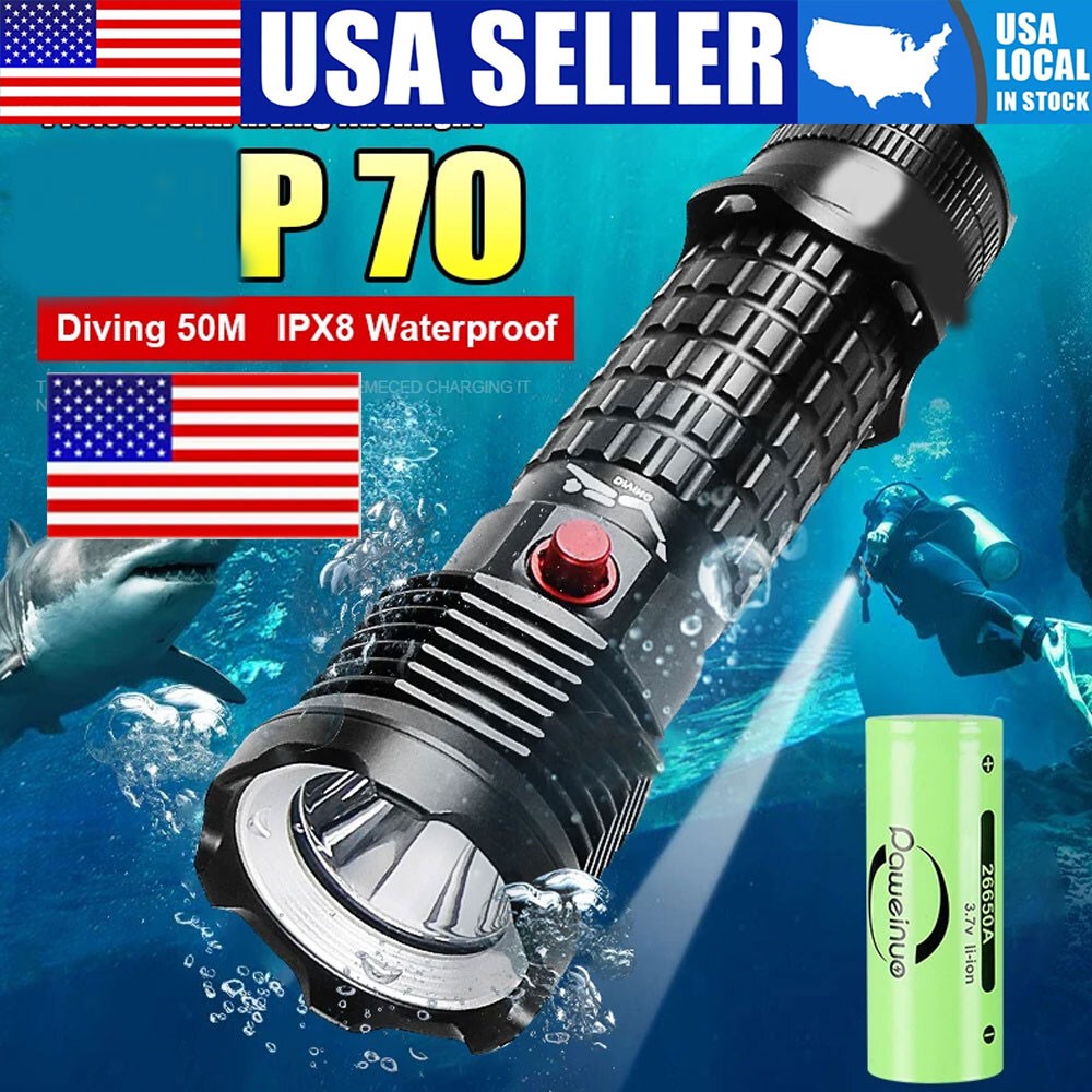 Most Powerful Professional Scuba LED Dive Flashlight Underwater Light Dive Torch