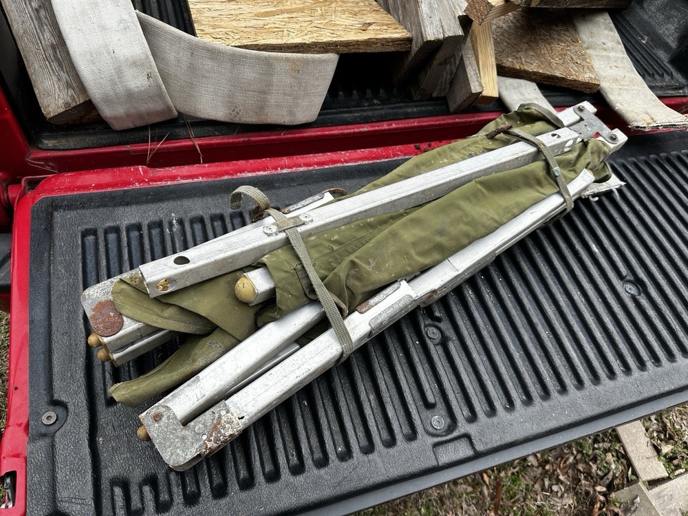 Vintage Aluminum Frame Folding Army Cot