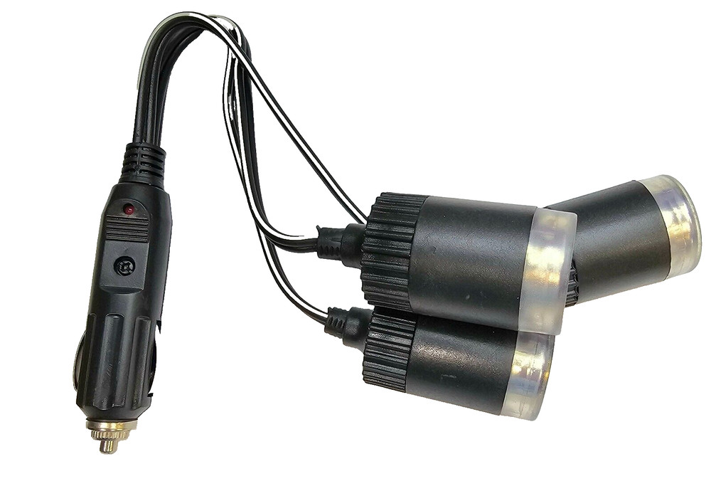 Diesel Light Up 12-Volt 3-Socket Cigarette Lighter Power Adapter- Blue Lights