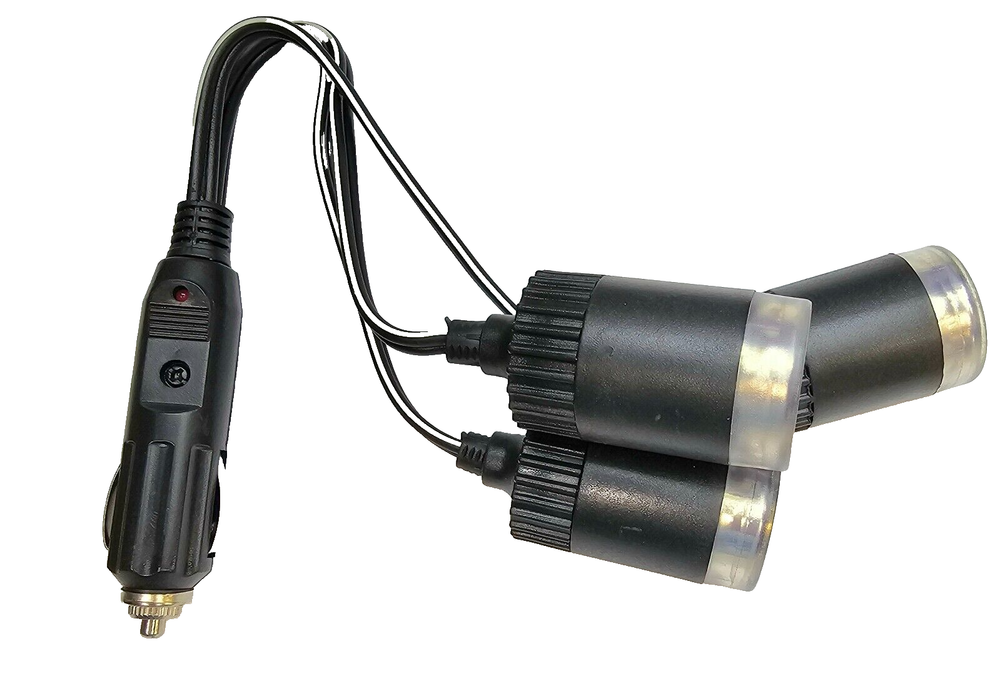 Diesel Light Up 12-Volt 3-Socket Cigarette Lighter Power Adapter- Blue Lights
