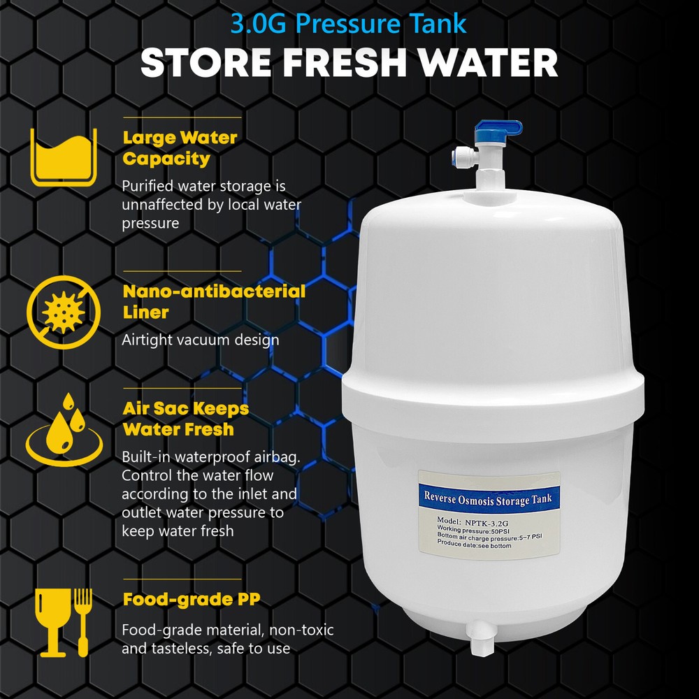 Compact 5-Stage Reverse Osmosis System, NSF Certified 50GPD Membrane