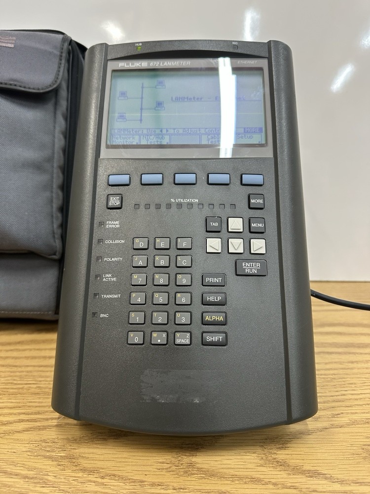 FLUKE 672 Ethernet LANmeter Network Analyzer W/ Bag Disk Adapter Powers UNTESTED