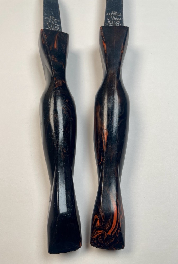 CUTCO 1712 Solid Spoon and CUTCO 1715 Ladle Cool Marbled Handles