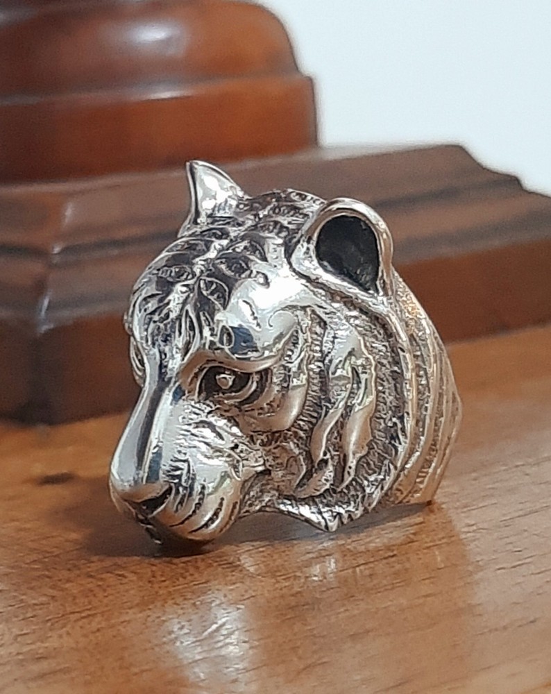 925 SILVER RING Men SEAL Tiger Ring Sterling Man $