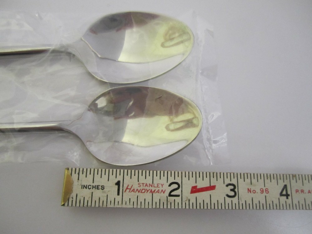 MYCO TABLEWARE 13” LONG STAINLESS BUFFET SPOONS SET OF TWO LOOP STYLE TIP - NEW
