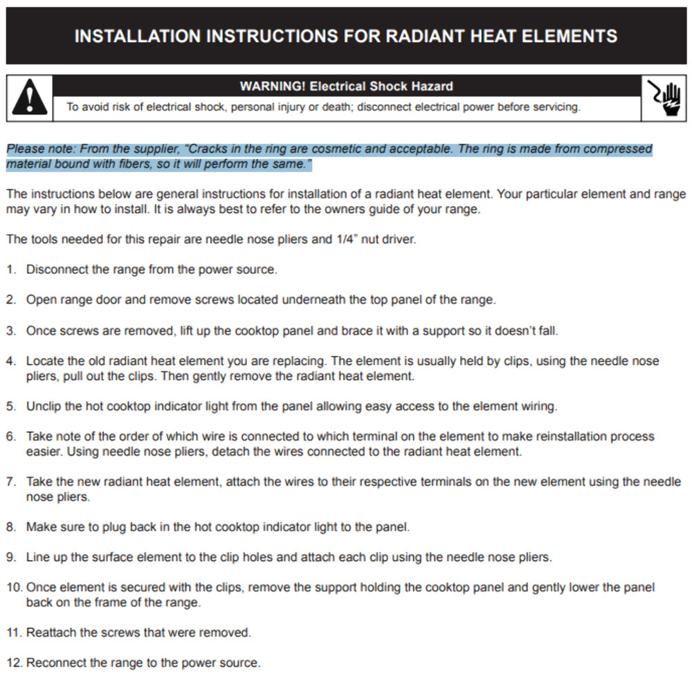 316282000 Dual Radiant Surface Element