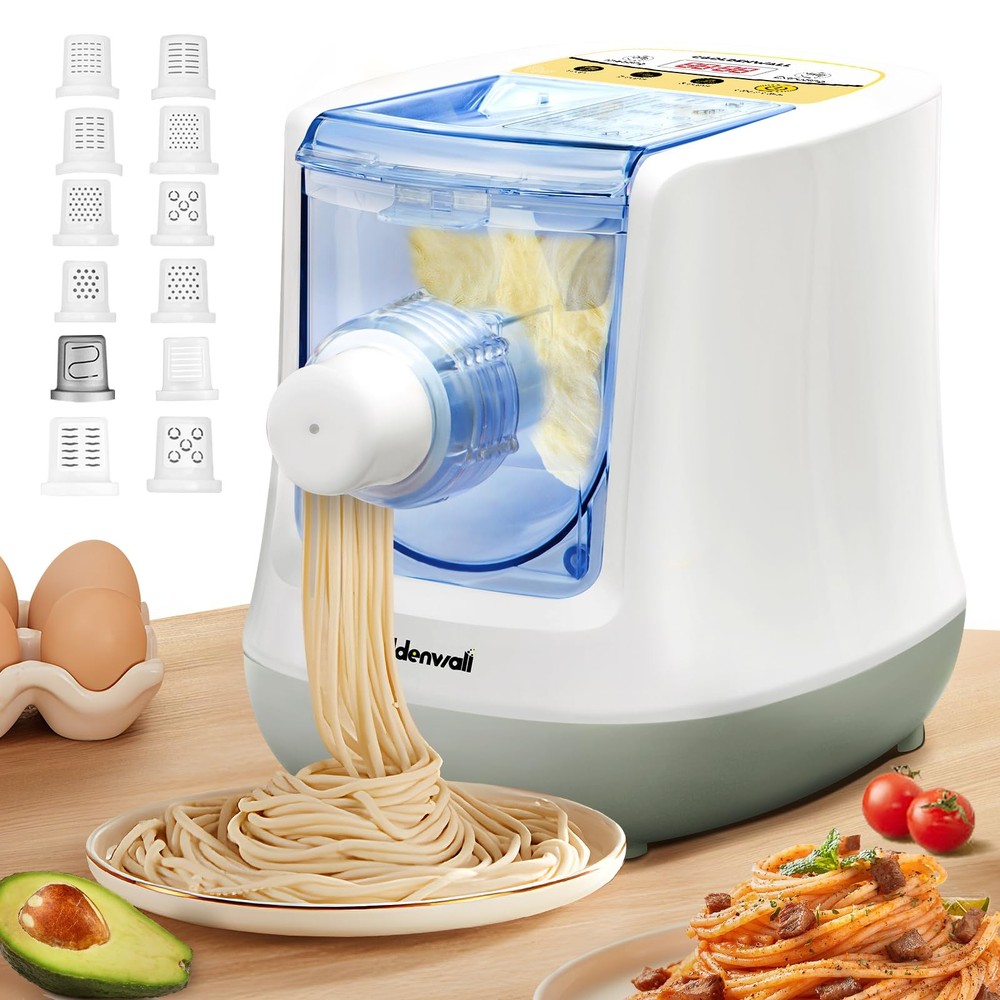 Automatic Pasta Maker Machine Electric, Digital Control with 12 Shape Discs f...