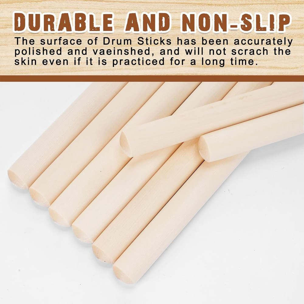 24 Pairs 7A Drum Sticks Triangular Wood Tip Long Maple Drumsticks Classic Drumst