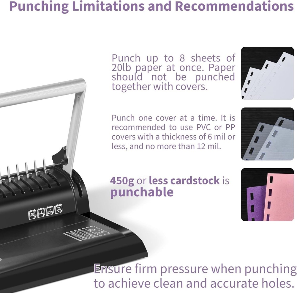Professional 19-Hole Binding Machine with 30 Combs: Perfect for Home & Office