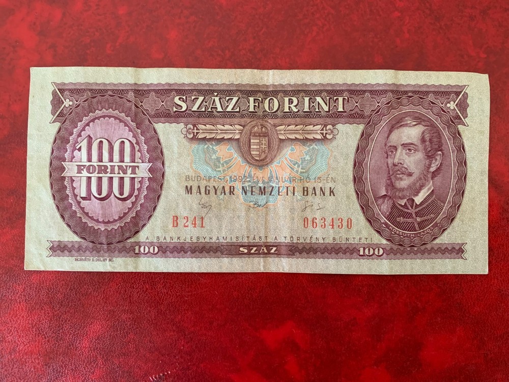 HUNGAR 1992 100 FORINT BANKNOTE-VERY GOOD PLUS