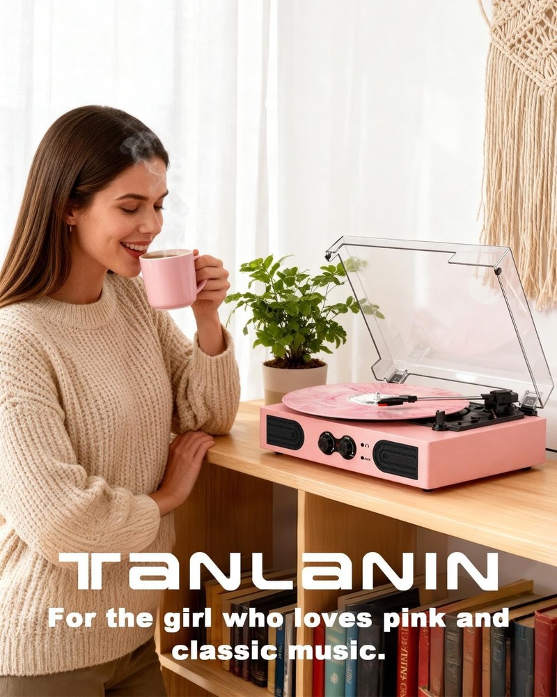 Vinyl Record Player Pink Stylish