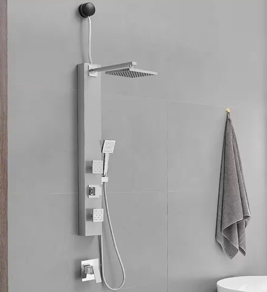 BWE Shower Tower Panel System 2.5-GPM Black Nickel 2-Jet 4-Functions 1-Handle