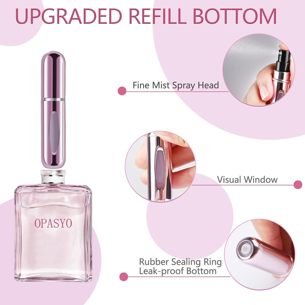 4 Pcs Mini Refillable Perfume Portable Atomizer Bottle, 5Ml Bottom-Fill Perfume