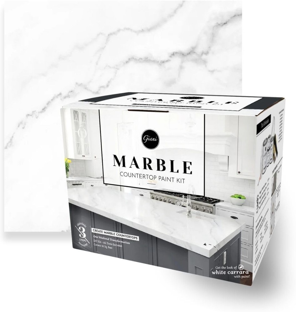 Carrara White Epoxy Countertop Paint Kit - Easy 3-Step Application, 35 Sq Ft