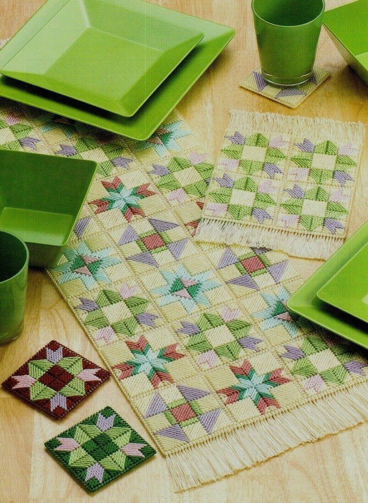 CREATE YOUR OWN PATCHWORK COASTERS & MORE PLASTIC CANVAS PATTERN INSTRUCTIONS