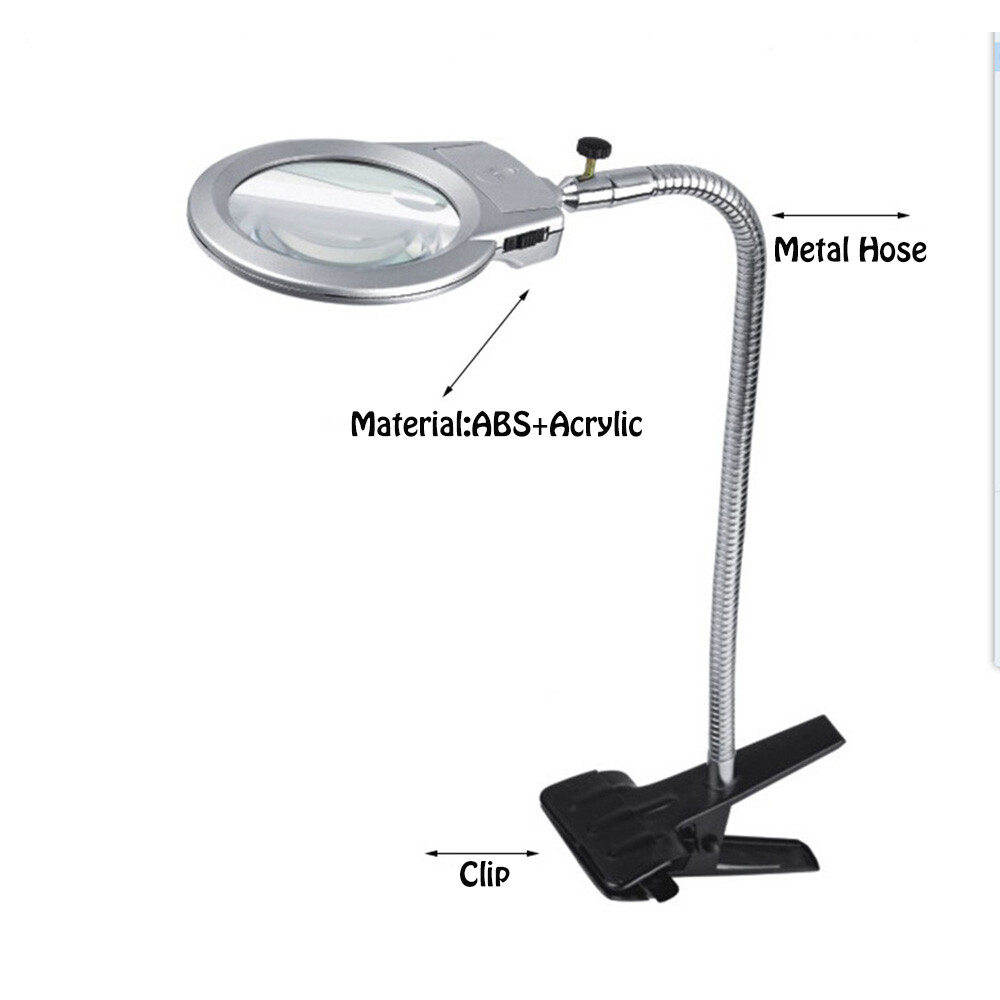 Flexible Adjustable LED Magnifying Glass Lamp with Bracket 5X Magnification US