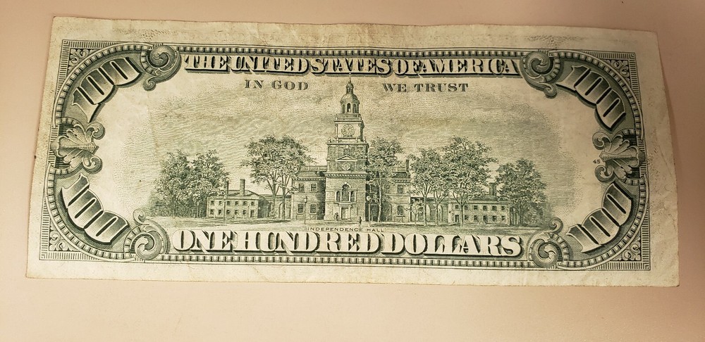 $100 DOLLAR MISALIGNED PRINT ERROR NOTE PAPER MONEY 1977