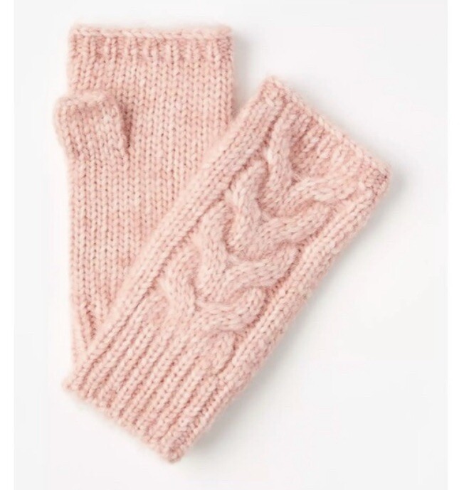LOFT NWT Cable Fingerless Gloves - Blush Pink