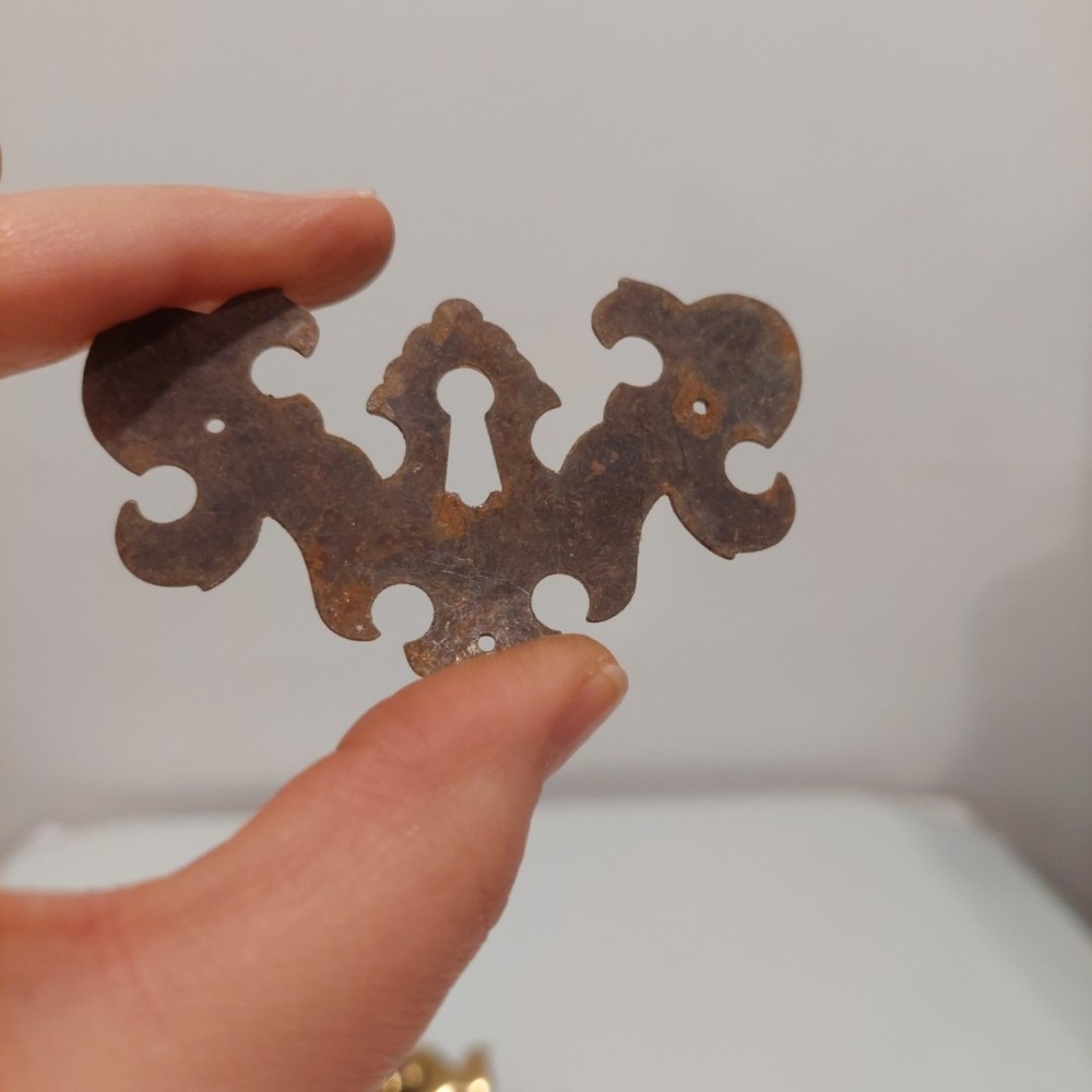 Four Vintage BRASS? KEY HOLE BACK PLATES 3" Wide
