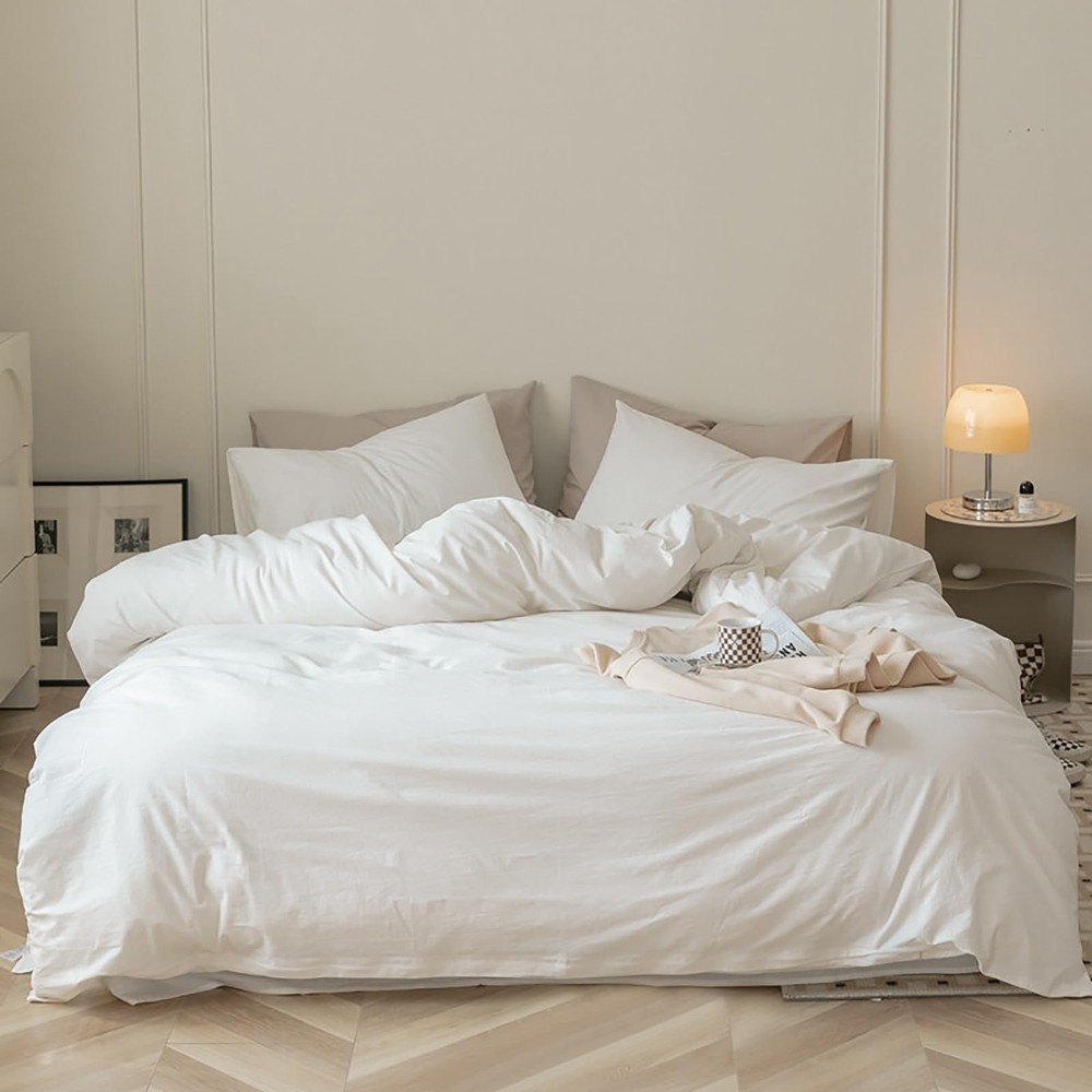 Luxlovery White Comforter Set Queen White Bedding Comforter Set Bed Sets Soli...