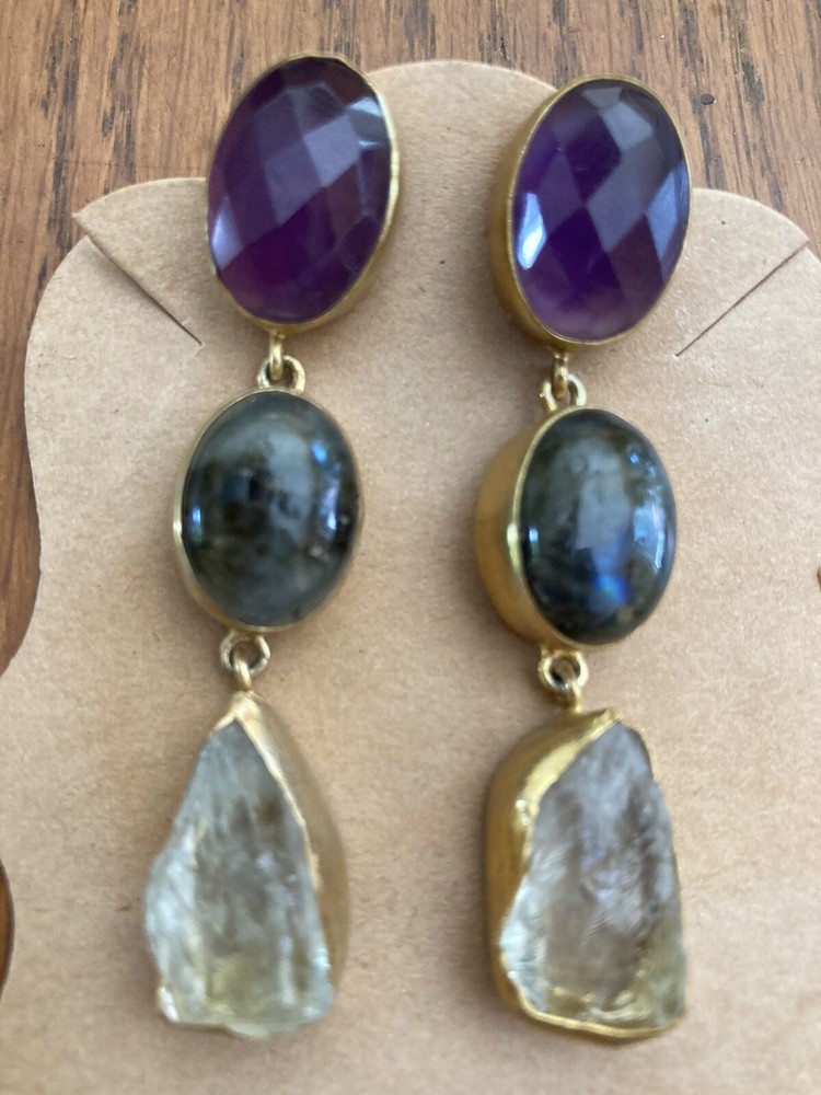 multi gemstone earrings