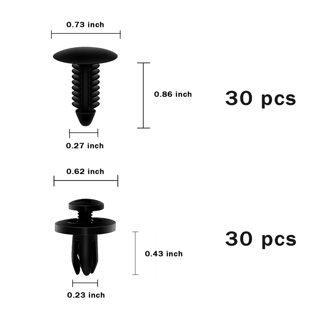 200PCS Car Retainer Clips Plastic Fasteners Kit, One Size, Black,Assorted