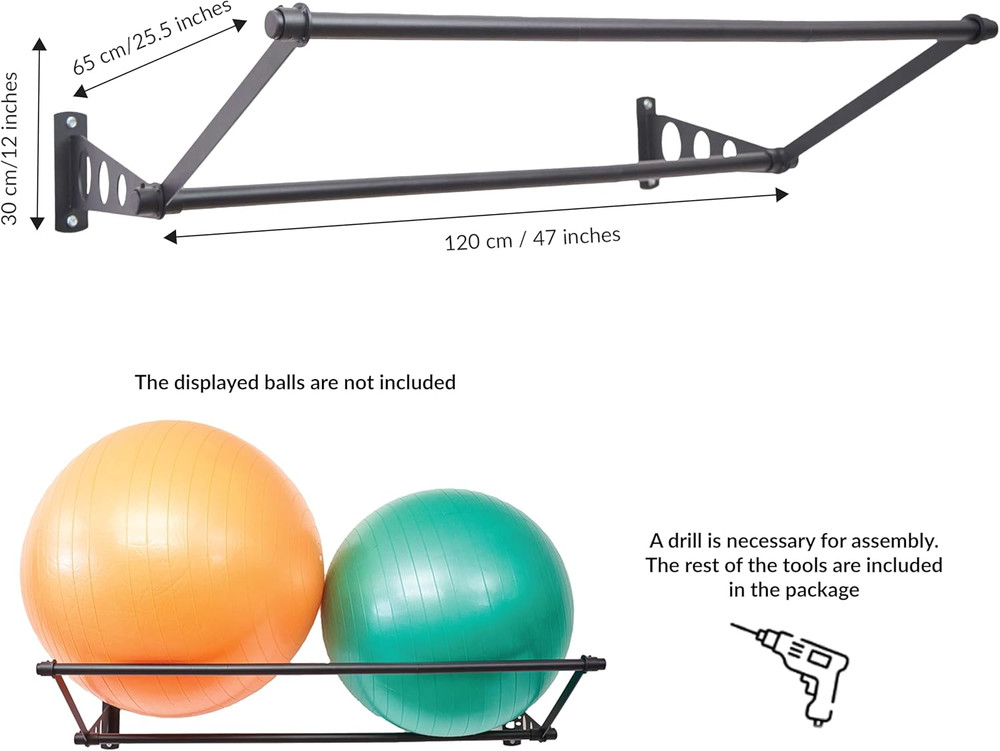 Exercise Ball Holder | Organize Your Space | Wall Mounted Rack | Yoga Stability