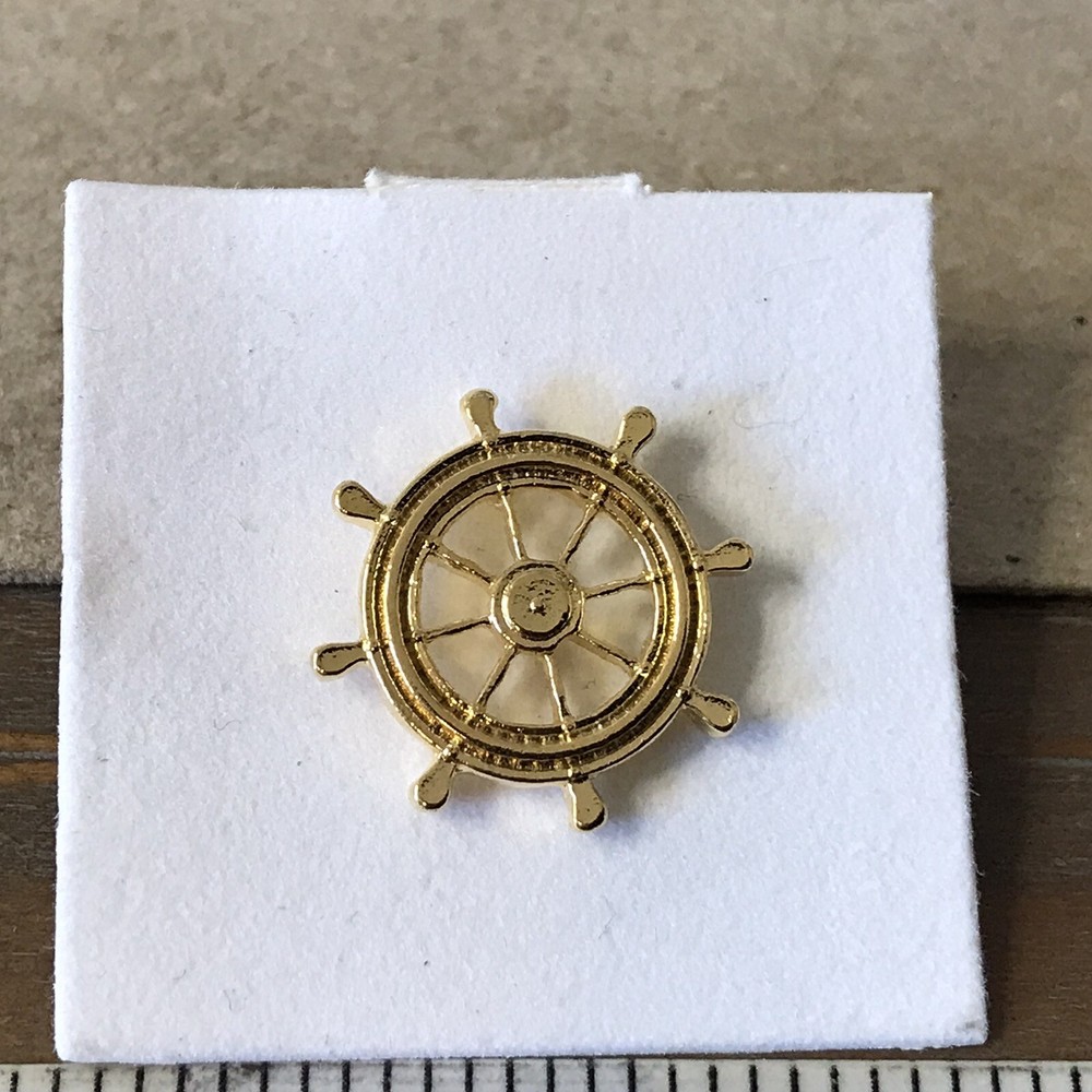 Nautical SHIPS WHEEL Gold Tone Pin