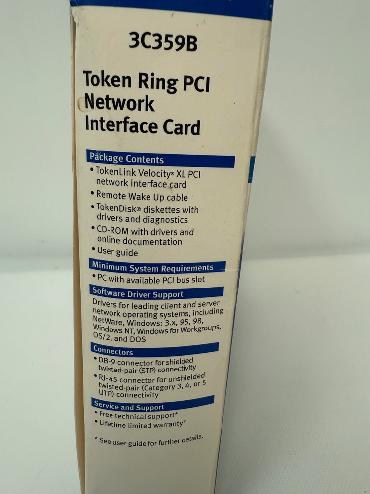 3COM 3C359B TOKEN RING PCI NETWORK INTERFACE CARD TOKENLINK VELOCITY XL