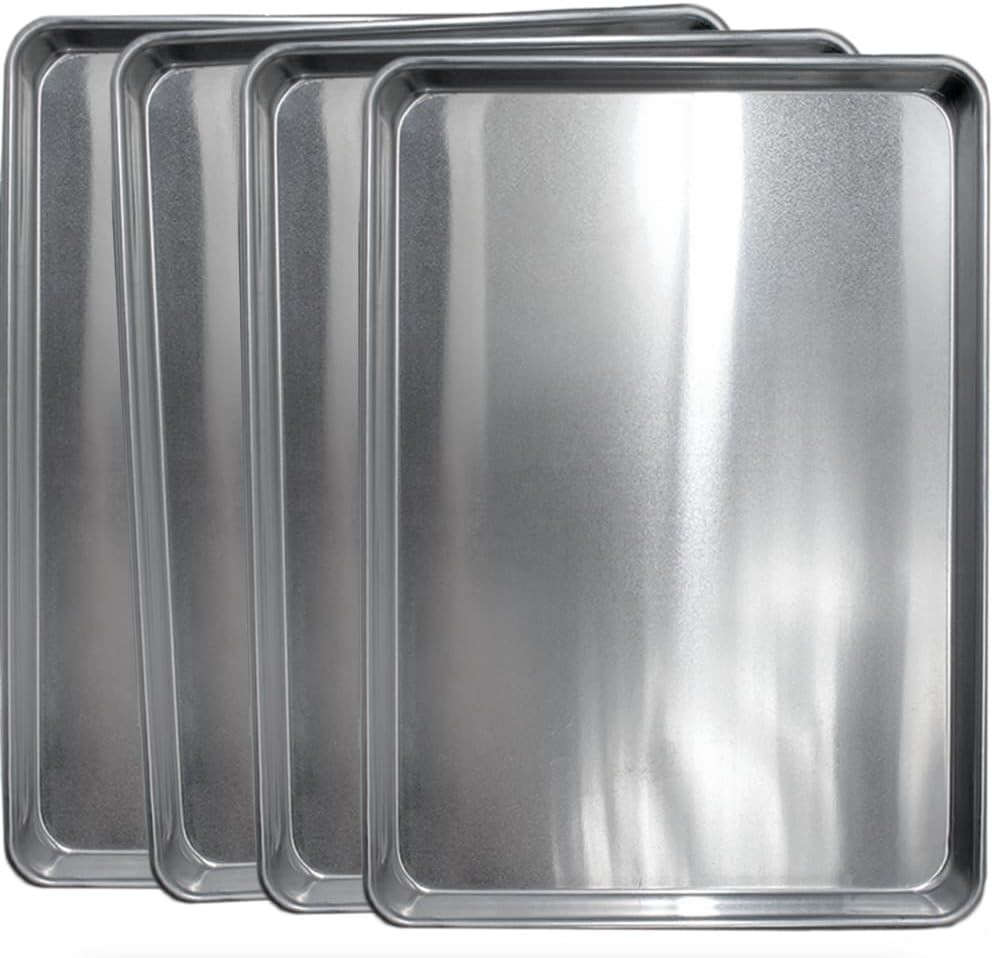 Commerical Quality Cookie Sheet Pan 4 Pack Aluminum Half Sheet Baking Pan
