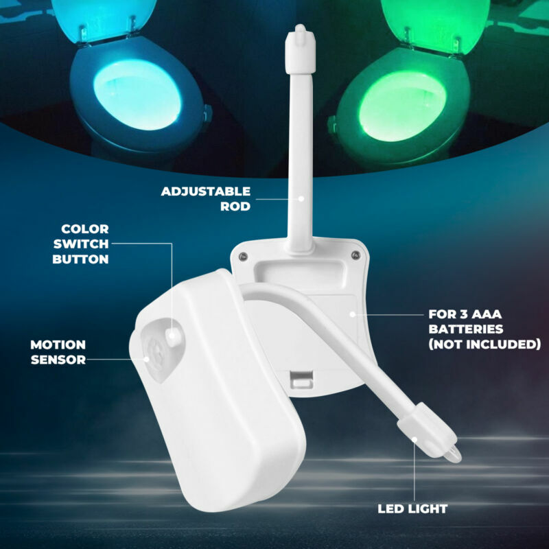 8-Color Changing Motion Sensor LED Toilet Night Light