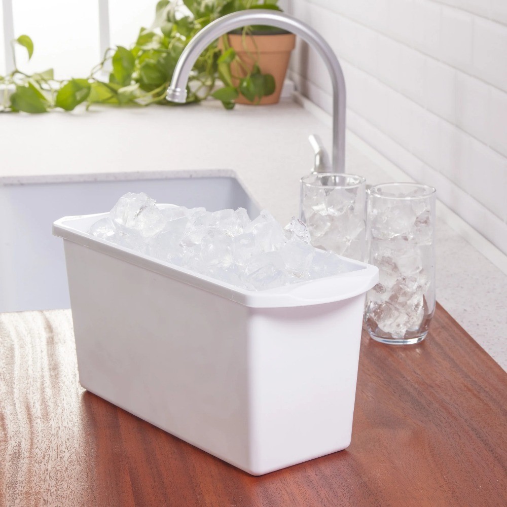 3 Pack Ice Cube Tray with Bin Narrow Space Efficient Design Free White for