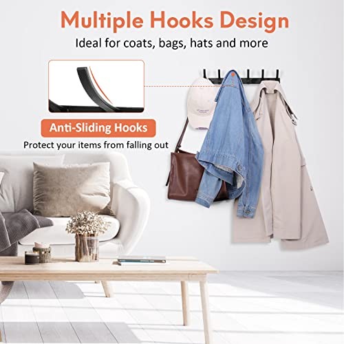Optish Coat Rack Wall Mount, Coat Hooks Wall Mount, Wall Hooks for 2 Pack Black