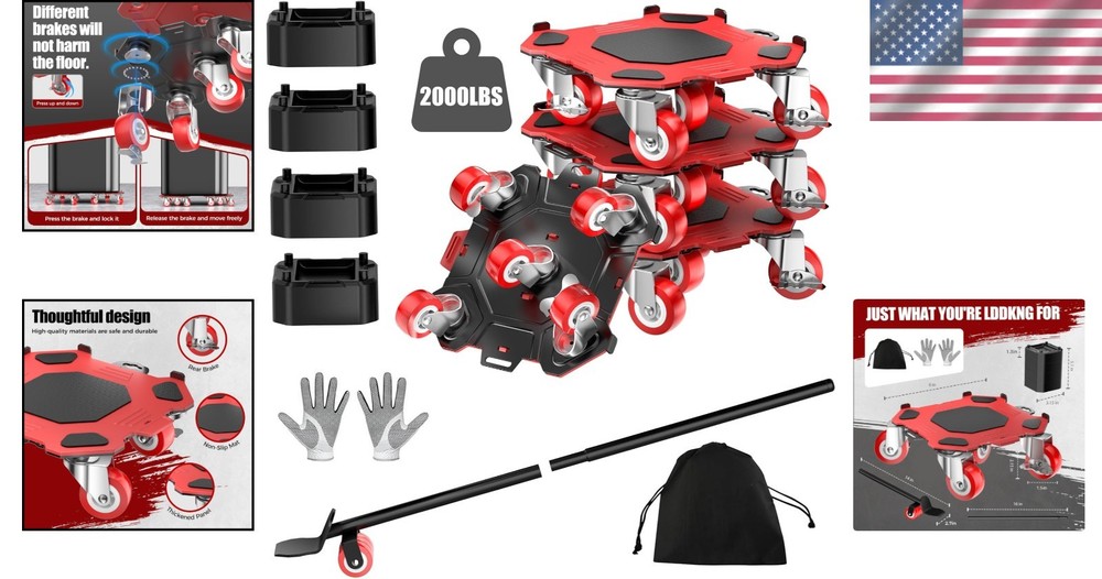 Upgraded 5 Wheel Furniture Slider - Efficient 3000LBS Capacity Moving Solution