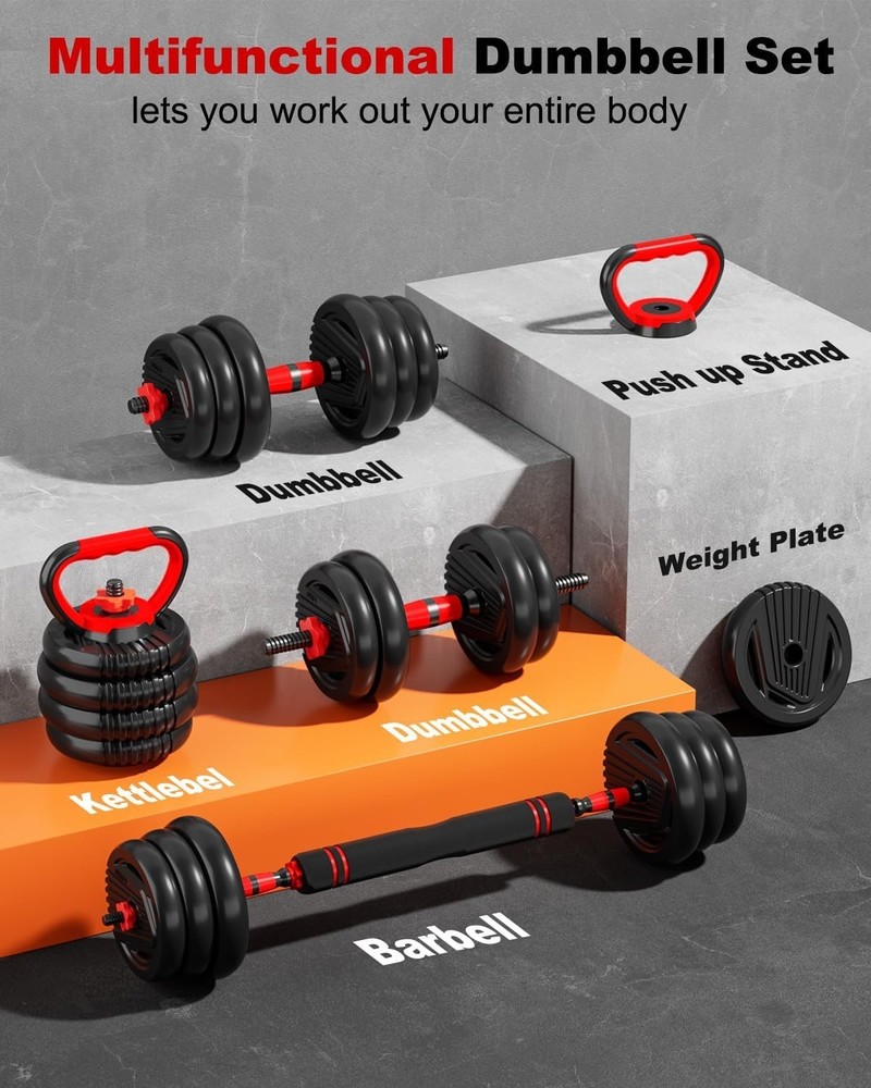 Adjustable Dumbbells: 5-in-1 Weight Set (90lbs) for All Exercises
