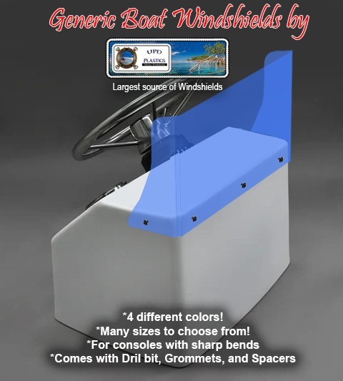 New Generic Center Console Boat Windshield Blue 24" inside Size, 1/4" Thick