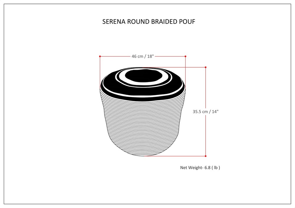 Serena - Round Braided Pouf - Natural