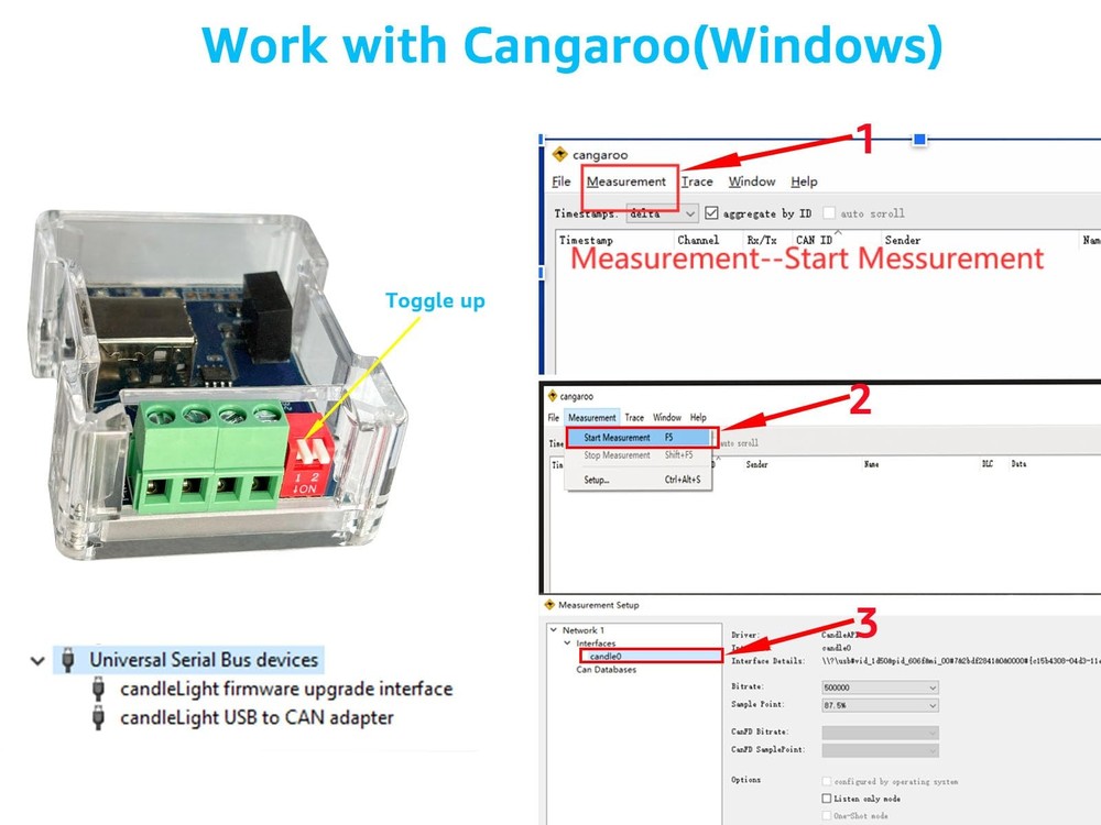 SH-C30G Isolated USB to CAN Adapter Based on Canable 1.0 Pro