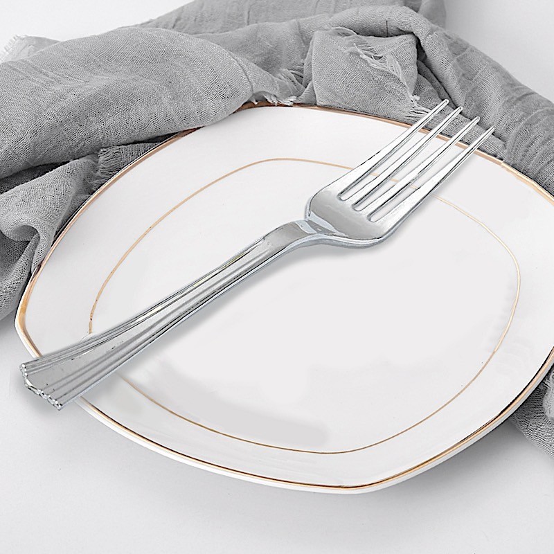 25 Plastic SILVER FORKS Disposable TABLEWARE Party Wedding Catering Light Gray