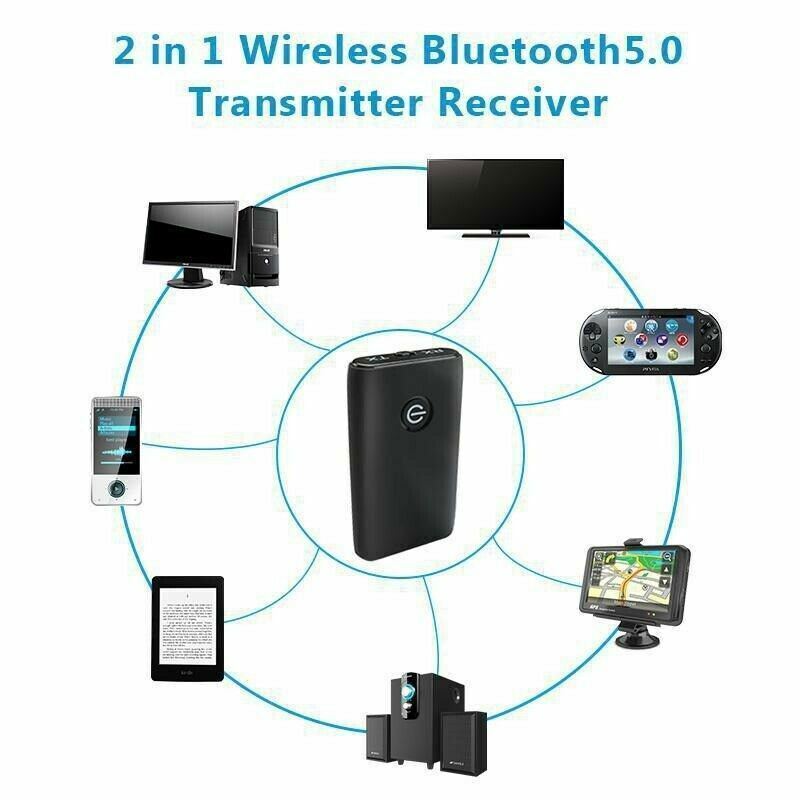 2 IN 1 Wireless Audio 3.5mm Jack Aux Adapter Bluetooth 5.0 Transmitter Receiver