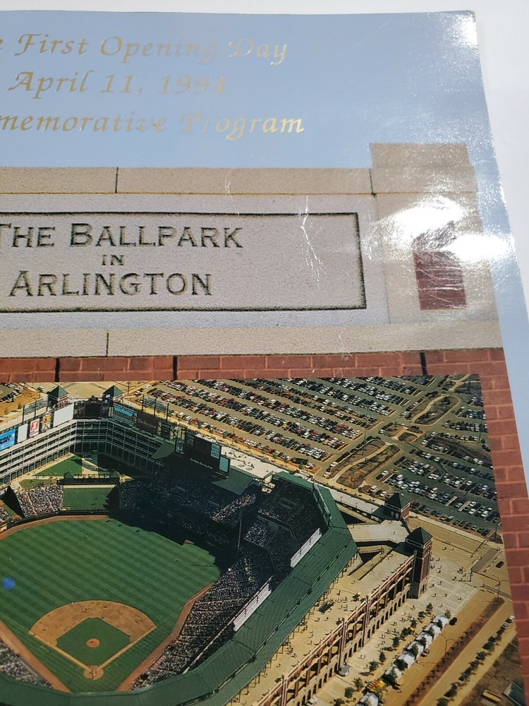 FIRST OPENING DAY APRIL 11 1994 COMMEMORATIVE PROGRAM ARLINGTON TX BASEBALL