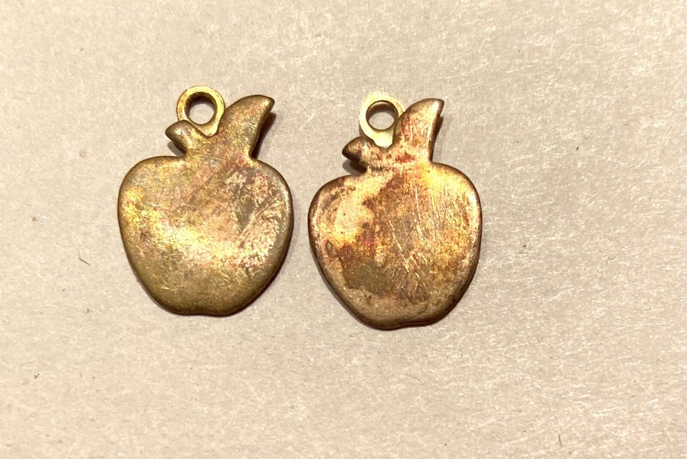 30 pcs. Raw Brass Stamping Finding- SMALL APPLE FRUIT CHARM Shape