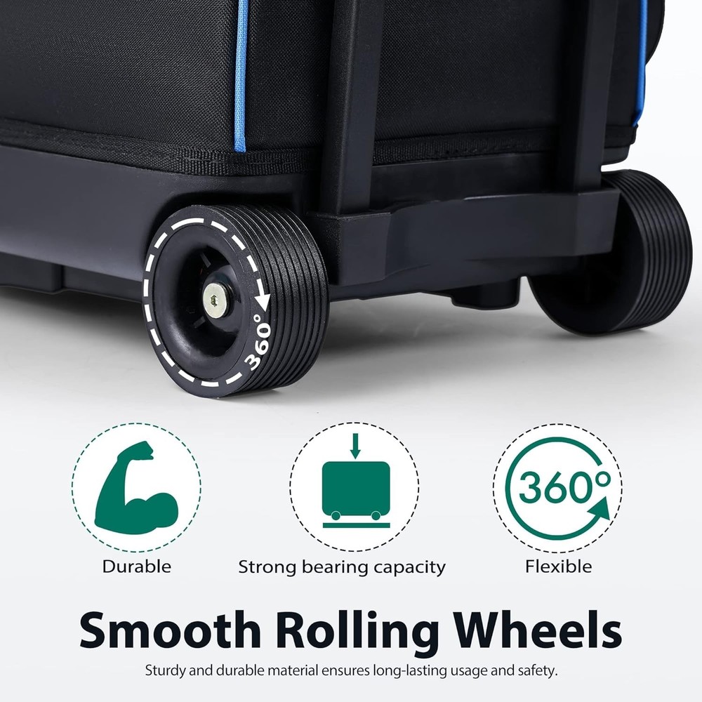 Double Roller Bowling Bag 2-Ball w/ Shoe Compartment & Retractable Handle