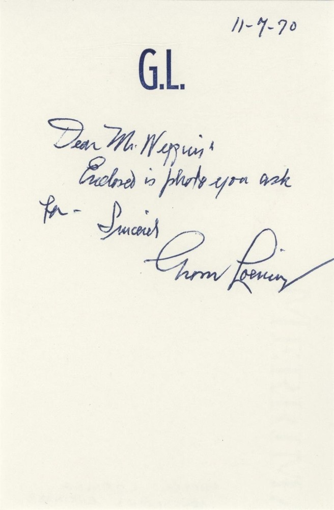 Grover Loening- Handwritten Note