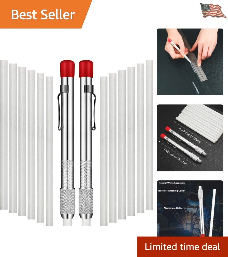 Convenient Soapstone Marking Kit: 2 Holders & 12 Refill Chalks for Durable Usage