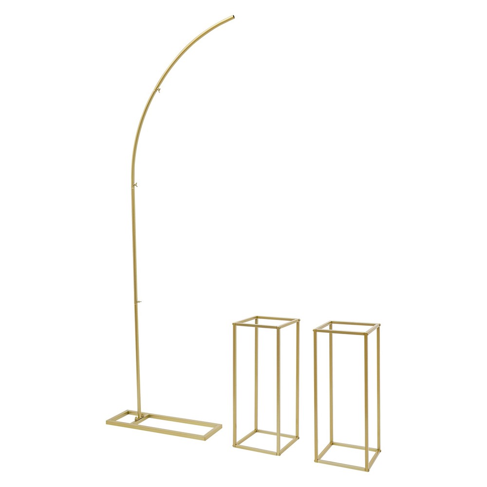 GOLD Metal Wedding Stand For Wedding Events Party Rectangular+Arch 3pcs