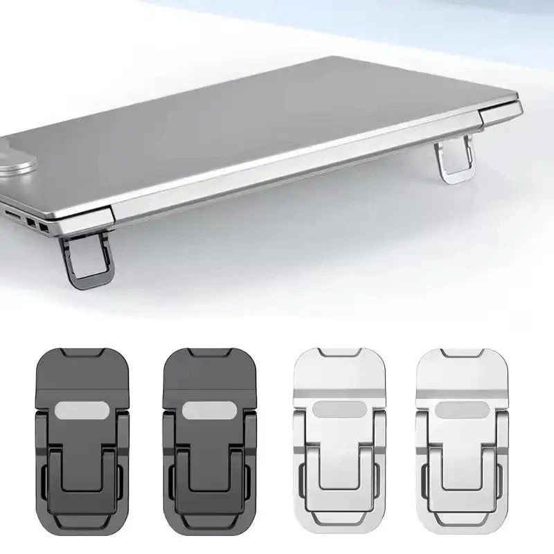 2PCS Mini Foldable Laptop Stand Portable Adjustable Notebook Riser Self-Adhesive