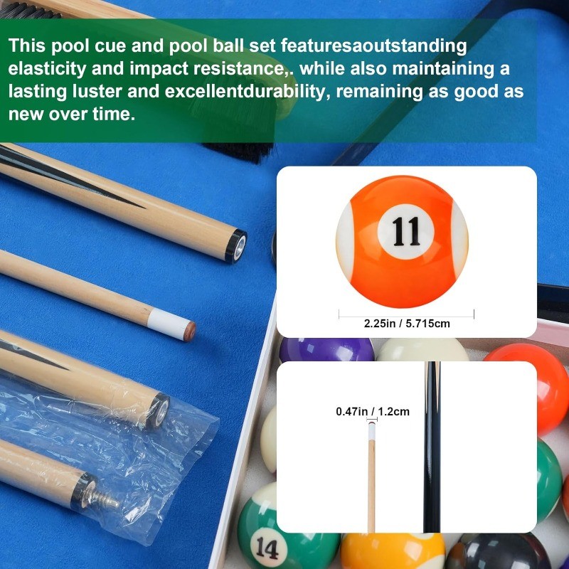 Pool Balls Set Pool Table Accessories Kit Complete Billiard Game Kit