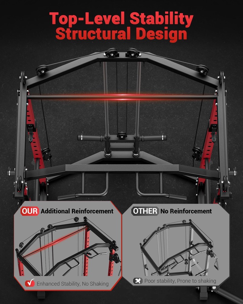Power Cage Multi-Function Power Rack for Home Gym with Pulley System Squat Rack